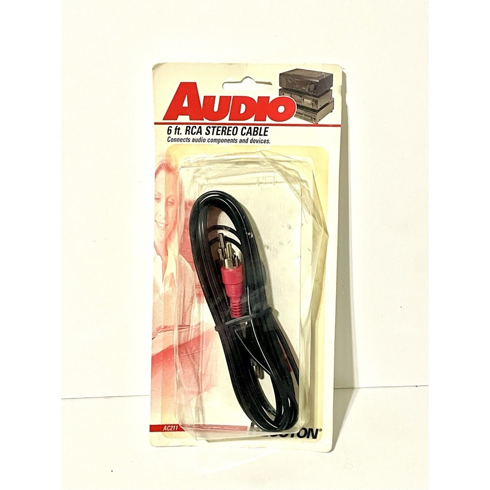 Vintage NEW Recoton Audio Cable 6 ft RCA Plug to RCA Plug AC201 Tuner Amplifier